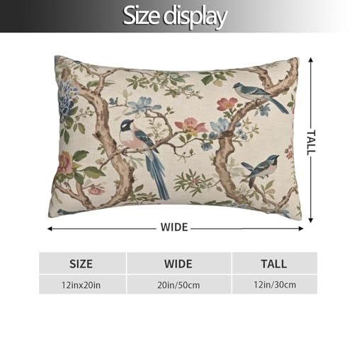 Chinoiserie Pillow Covers 12x20 Set of 2 Pink Green Blue Floral Birds Throw Pillow Covers Spring Summer Vintage Flower Decorative Pillowcase Lumbar Cushion Case for Home Sofa Outdoor Decoration by Yxuiyal - Used condition - Image 2