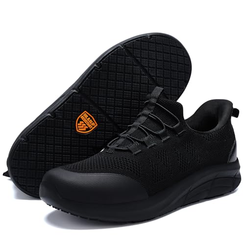 YMXSUPPER Slip On Non Slip Work Shoes for Men and Women Black