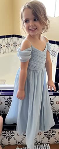 Skycity Flower Girl Dress 2025 Long Off Shoulder A-Line Chiffon Bridesmaid Dresses for Wedding T014