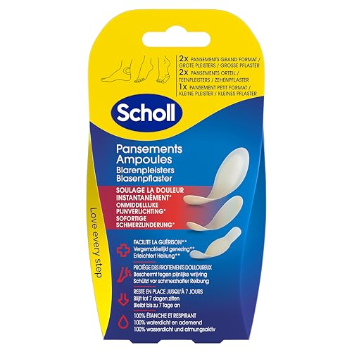 Scholl Pansement Ampoule Pied Différentes tailles pour talon et orteils Boîte de 5 pansements