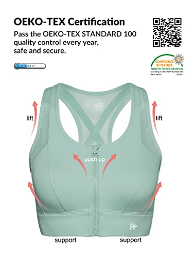 Image of Yvette High Impact Zip Front Sports Bra Mesh Racerback Workout High Support Sports Bras for Women Large Breasts