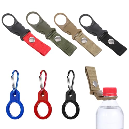 Holder Hanging Bottles Buckle Clip Portable Mineral Water Bottle Clip Nylon Beverage Bottles Strap Mineral Waters Ring Holder Keychain Carabiner For Outdoor Camping Hiking Traveling