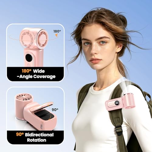 Image of Portable handheld Fan Clip-On Mini Fan 3000mAh 5-speed 180 Rotating | 14500 RPM personal fan Pocket Size USB Cooling Fan for Travel, Beach, Makeup, Office, indoor and outdoor