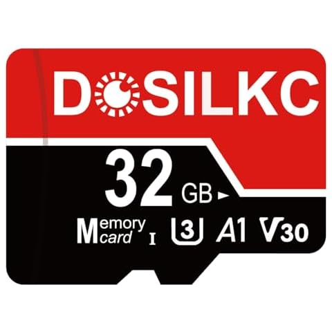 Dosilkc 32/64/128/256 GB Micro TF Card SD High Speed Memory Card, U3 C10 A1 V30 TF Card Full HD Video Recording for Smartphone Tablet Camera Drone (32GB) Cover