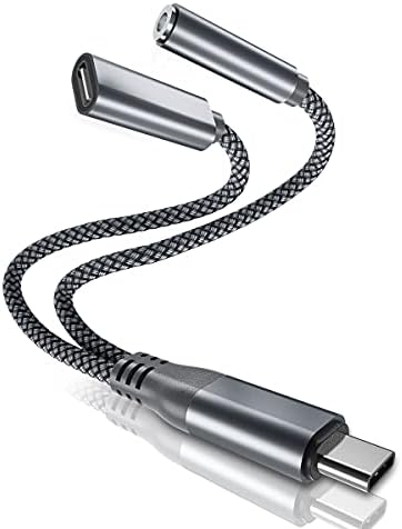 Ruxely USB C 3.5mm Headphone Adapter and Charger,2-in-1 Type C Earphone Audio Aux Jack with PD Charging for iPad 10 Pro 11 12.9 Air 4 5 Mini 6,Samsung Galaxy S21 S20 S10 S22 S23 FE Ultra Z Flip Fold 3