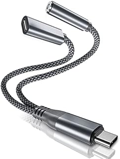 Ruxely USB C 3.5mm Headphone Adapter and Charger,2-in-1 Type C Earphone Audio Aux Jack with PD Charging for iPad 10 Pro 11 12.9 Air 4 5 Mini 6,Samsung Galaxy S21 S20 S10 S22 S23 FE Ultra Z Flip Fold 3
