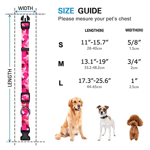 Rhea Rose Hundehalsband Sonderanfertigung Personalisierte weiche Halsbänder Pink Camo Medium