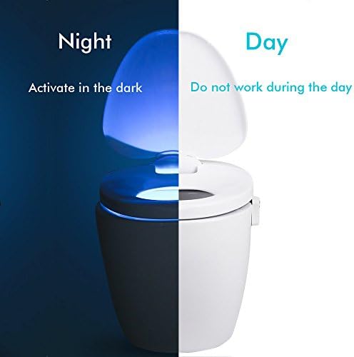 JESWELL Toilet Night Light Motion Sensor, Inside Toilet Bowl Seat Light for Bathroom Washroom, PIR Motion Activated, 8 Color Changing, Battery Operated