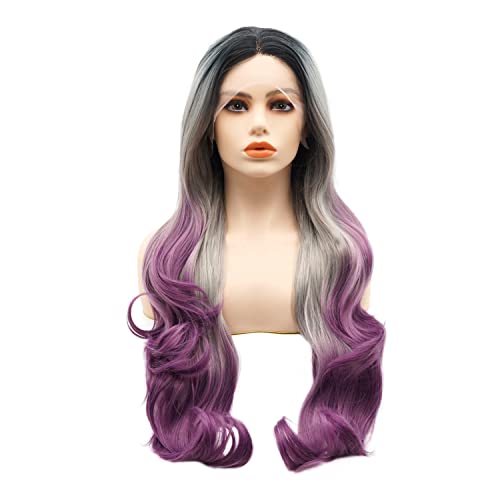 LUSHY BEAUTY Hair Synthetic Lace Front Wavy Long 26inch Three Ombre Wigs