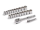 TEKTON 3/8-Inch Drive Socket Set, Inch/Metric, 5/16-Inch - 7/8-Inch, 10 mm - 19 mm, 22-Piece | 1061