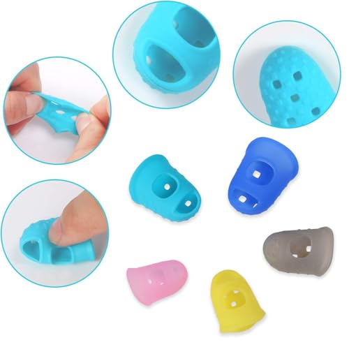 30 Pieces Rubber Thimble Finger Guards, Durable Silicone Finger Tips Protector for Sewing Quilting Knitting Embroidery Crafts Paperwork Carving