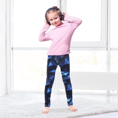 Boccsty Blue Geometric Star Girls Leggings Kids Yoga Pants Dance Active Tights 4T4