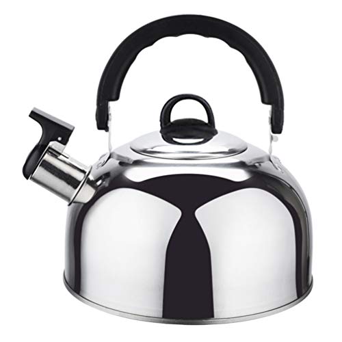 Doitool 1. 8L Whistling Tea Kettle With Plastic Handle Flat Bottom Kettle Stainless Steel Teapot Household Whistling Teapot For All Stovetops Gas Electric Silver #TOP12