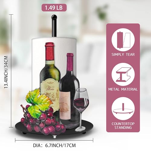 Hexagram Wine Paper Towel Holder, Wine Kitchen Bar Decor, Retro Decor for Kitchen Bar Bathroom Countertop, Antique Vintage Housewarming Gifts for Women Men by Hexagram - Image 2