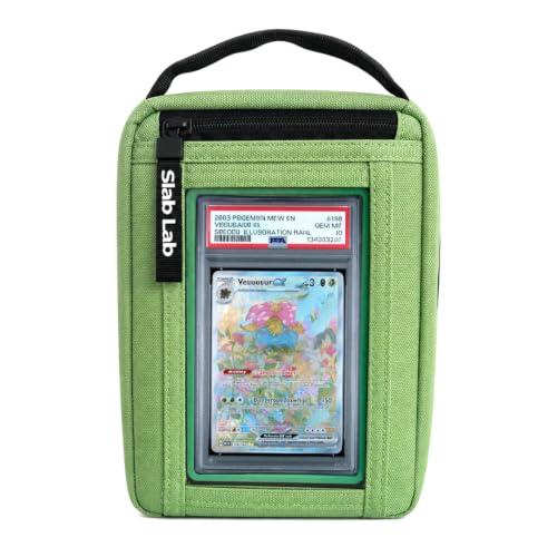 Sling Bag Storage Case for PSA Graded Cards & Singles | Cross Body Slab Storage with Display Window for Card Shows (Green) by Slab Lab - Used condition - US$37.99