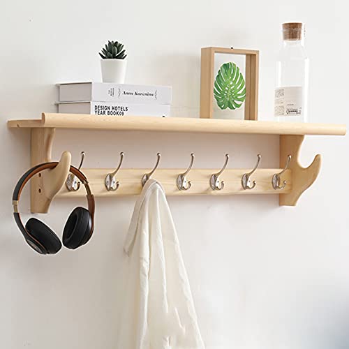 Estante de pared de madera rústica con ganchos para entrada, baño, sala de estar, dormitorio