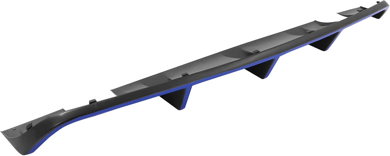FREEMOTOR802 Compatible with 2012-2014 Dodge Charger SRT8 Rear Bumper Lip Diffuser w/Blue Reflective Tape, Factory Style PP Splitter Spoiler Add-On Lower Valance Bodykit