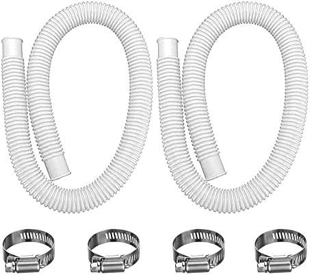 Extra Thick Pool Replacement Hose, 0.22" Thick 1.25 X 39" Replacement Hose, Compatible With 330gph, 530gph And 1000gph Filter Pumps, Includes 4 Hose Clamps. (White)