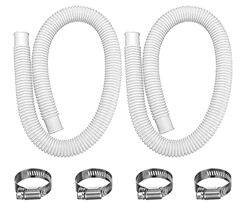 Extra Thick Pool Replacement Hose, 0.22" Thick 1.25 X 39" Replacement Hose, Compatible With 330Gph, 530Gph And 1000Gph Filter Pumps, Includes 4 Hose Clamps. (White) #TOP1
