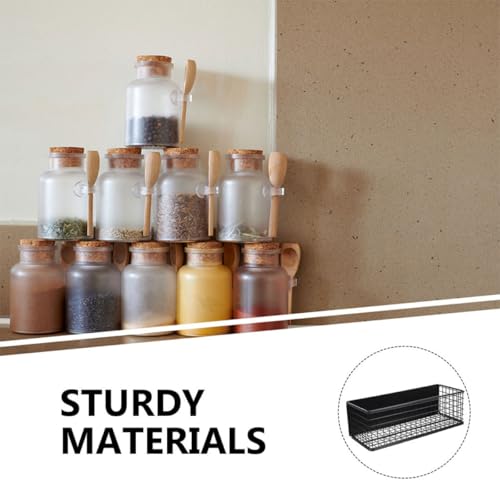 VOSAREA 2pcs Magnetic Organizer Storage Racks Rounded Corner Design for Spice Jars and Bottles, Iron Material Space Saving Magnetic Shelf for Washer and Microwave - Image 3