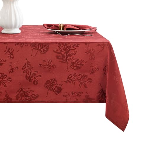 HomeJoy Red Jacquard Leaf 70x70 Square Thanksgiving Christmas Tablecloth