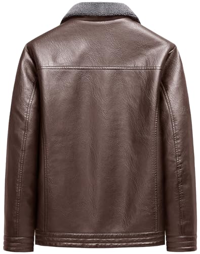 Image of PEGENO Men's Stand Collar Leather Jacket Lightweight Faux Leather Motorcycle Jacket
