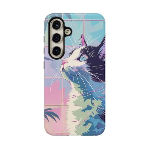 Coque chat tropical Samsung S24 rigide mate pour vos vacances