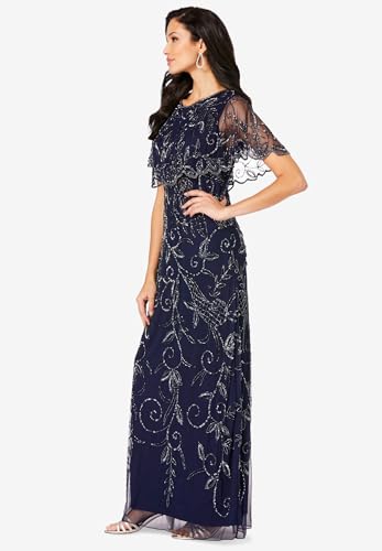 Roaman's Women's Plus Size Plus Size Beaded Capelet Maxi Gown – Glam Evening Dress3
