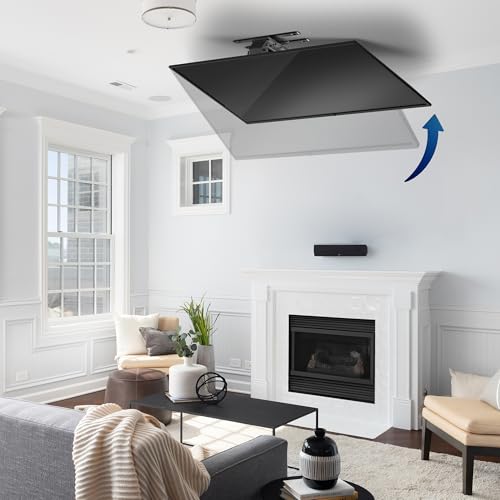 VIVO Electric Flip Down and Swivel Ceiling TV Mount for 37 to 70 inch Screens, Large Motorized Flat Ceiling VESA Mount, Holds up to 99 lbs, App and Voice Control, Black, MOUNT-E-FD75C-S
