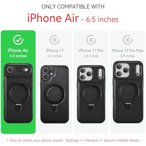 CHEEWADA for iPhone 17 Air Case with Stand, Compatible with MagSafe, Slim PU Leather & TPU Protective Magnetic Kickstand Phone Cases with Tempered Glass Screen Protector for iPhone Air 6.5