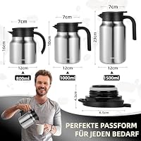 WYHVAND Thermoskanne 800 ml aus Edelstahl, Kaffeekanne, Silber – Ansicht 4