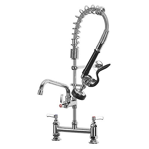 Pougeo Robinet mitigeur double colonne pour évier de cuisine Chromé 66 cm