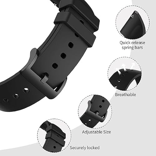Black Straps for Garmin Approach S50/S44/S42/S40/S12/J1, Forerunner 55/70/645/245/165/170 Bands Silicone Sport Waterproof 20mm Quick Release Wristbands for Vivoactive 6/5/3 Accessories