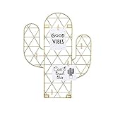 Fabricado en metal. Sass & Belle Cactus - Soporte de Pared para Fotos, Color Dorado