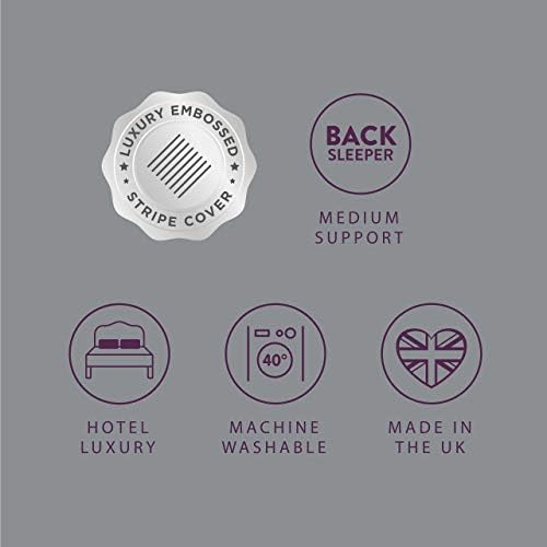 Slumberdown Touch of Luxury Hotel Pillows - Pack of 2 Medium Support Pillows, Elegant Satin Striped Microfibre Cover, Machine Washable, Made in the UK - The Luxury Collection, 2 Pack