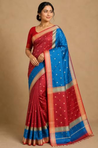 Generic red maheshwari silk saree – image 2
