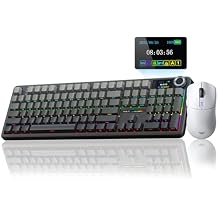 AULA F108 PRO Wireless Mechanical Keyboard with Screen & Knob SC580 Tri-Mode Gaming MouseWhite