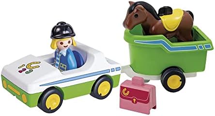 PLAYMOBIL 1.2.3 70181 Samochód z przyczepą dla konia, od 1,5 roku