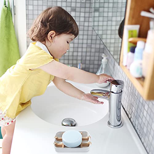 Soap Dishes For Bar Soap,2 Pack Environmentally-Friendly Bathroom Soap Dishes (Removable),2Pcs/Set Bamboo Soap Dishes Holder,Bathroom Sink Soap Dish,White Soap Dishes. #TOP4