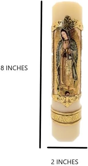 Our Lady of Guadalupe Cirio | Cirios Pascuales Catolicos 2026 | Paschal Candle Catholic Easter | Cirio Pascual de Cera de Abeja | Confirmation | First Communion Candles | Religious Candles