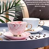 AKUANER Kaffeetasse 2er Set, Ausgestattet Mit RüHrlöFfel Und Untertasse, Espressotasse, Cappuccino Tasse, 200ml, Geeignet FüR Hochzeitsgeschenke FüR Paare, Geschenk FüR Frisch VermäHlte