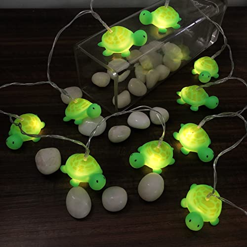 Riaxuebiy 10 LED Turtle Fairy Lights 1.65m Length Turtle String Lights Warm White Battery Operated Bedroom Children Room Decor Chain of Lights (Green Tortoise)