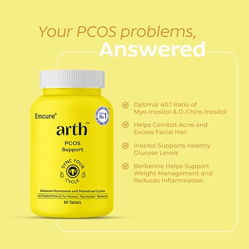 Image of Arth PCOS Support Tablets for Women | With Berberine & Myo-Inositol:D-Chiro Inositol (40:1) | Supports Weight Management & Fertility | Helps Combat Acne & Facial Hair | Supports Healthy Glucose Levels | 60 Veg Tablets