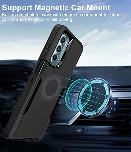 Dahkoiz For Motorola Moto G Stylus 5G (2022) Case With Screen Protector [Tempered Glass] And Dust-Proof Cap, Support Magnetic Car Mount, Full Body Silicone Rubber Cover Phone Case, Black #TOP5