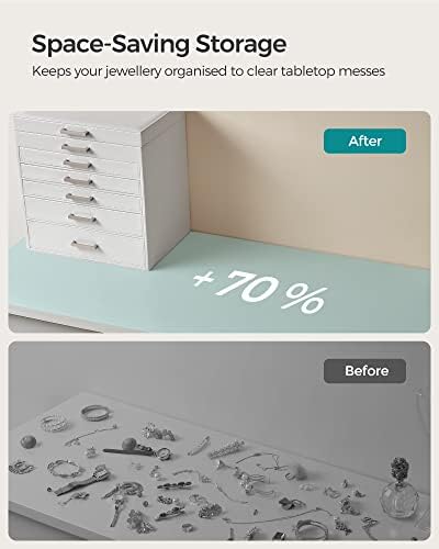 SONGMICS Jewellery Box, Jewellery Organiser, Large Jewellery case, with 6 Layers and 5 Drawers, White JBC138