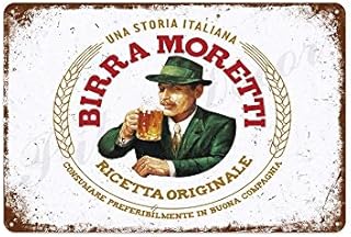 Birra Moretti UNA Storia Italiana Ricetta Originale Metal Painting Wall Decor for Bar Pub Kitchen Home Poster Plate Metal Signs Painting Plaque 12 X 8 Inches