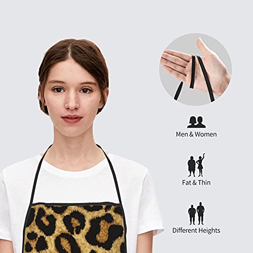 Leopard Print Apron Adjustable Waterproof Apron For Men Women Kitchen Cooking Baking Gardening Working And Waterproof Bib Apron #TOP6