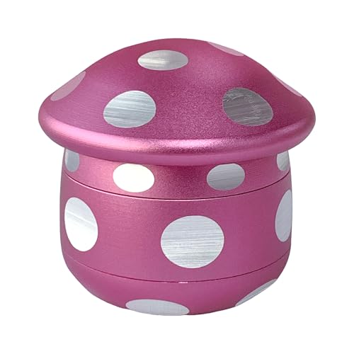 Pink Mushroom Shape Grinder Durable Aluminum Alloy Grinder Kitchen Spice Pepper Grinder Set 2.5 inches (Pink)