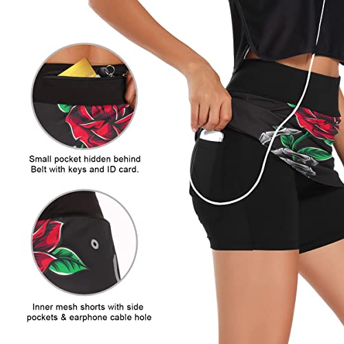 ODAWA Saia feminina de tênis rosa caveira para mulheres, saias esportivas de golfe de cintura alta p