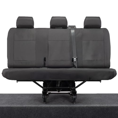 My Van Seat Covers | To Fit VW T6/T6.1 Transporter Seat Covers 2015 Onwards | Tailored Heavy Duty Waterproof | Rear (2nd Row) Bench Black - MVSC245BAD2
